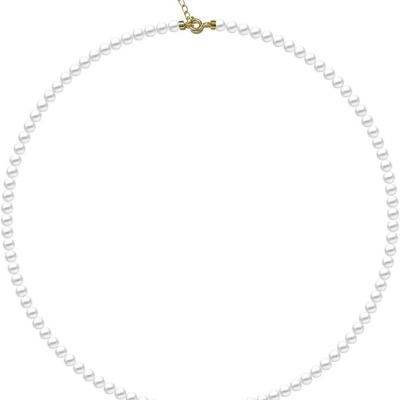 Jewelry - Pearl Dainty Necklace Sterling Silver 4mm White Pearls Adjustable for Women